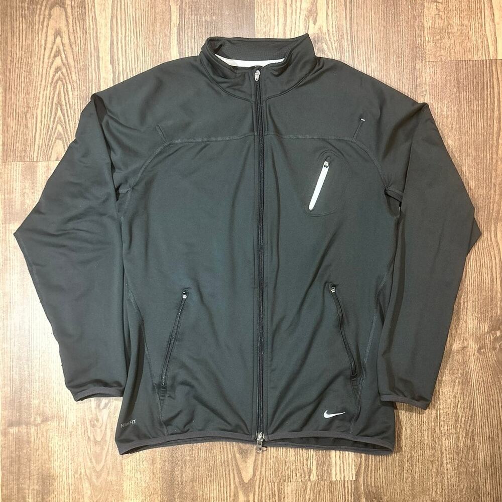 Nike Fit Dry Full Zip Training Jacket Dark Grey Mens Medium